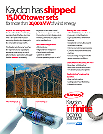 Kaydon Bearings new wind turbine pitch and yaw bearings brochure