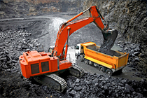 excavator in coal mine